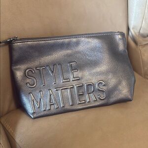Metallic Silver cosmetic Pouch by KMS